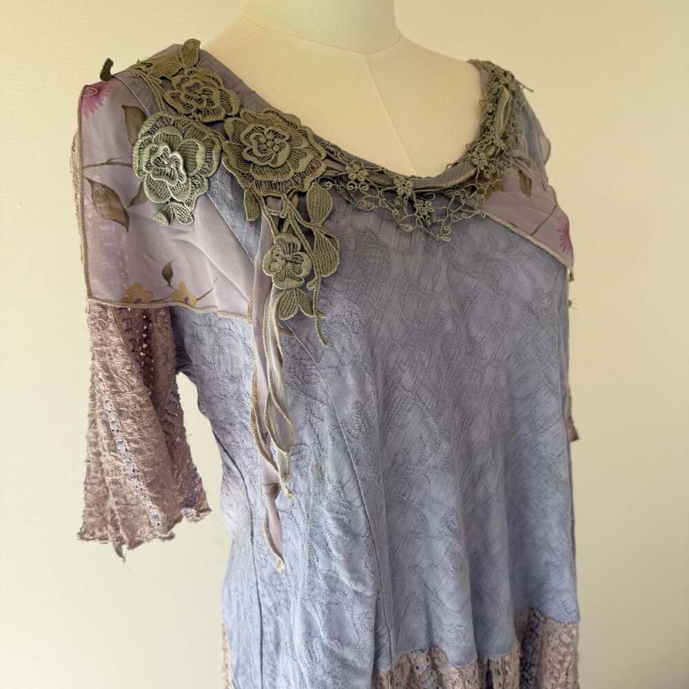 Vintage Spencer Alexis Floral Lace Purple Patchwork 2 Piece Set - Picture 6 of 8